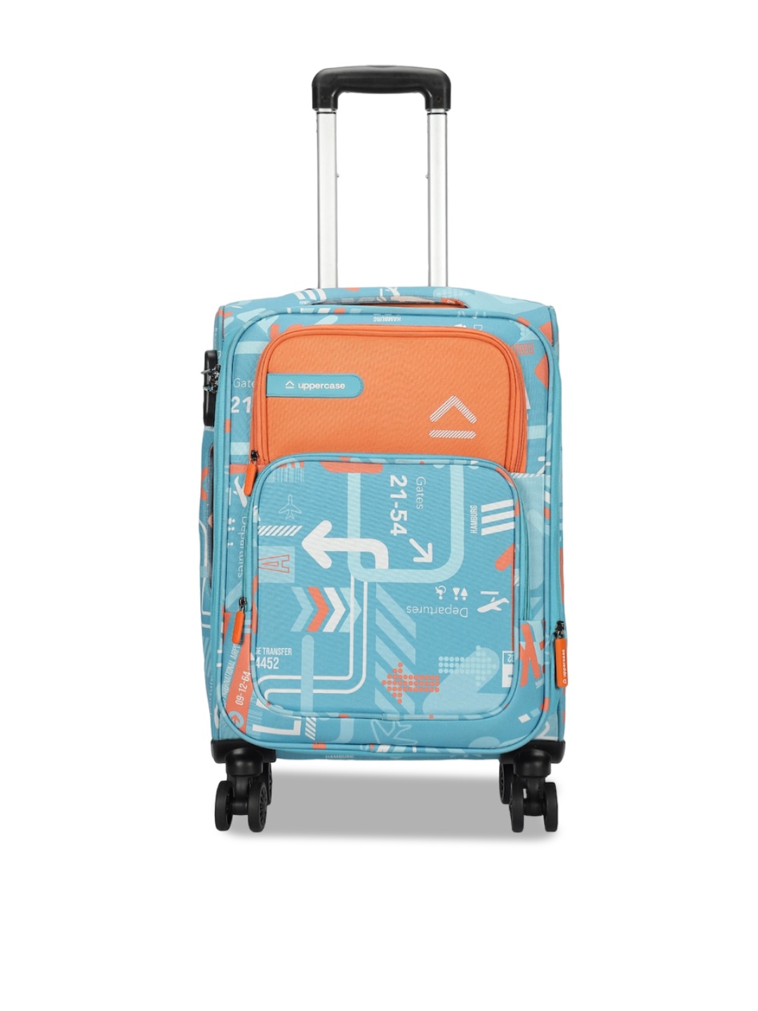 

uppercase JFK Printed Soft-Sided Cabin Trolley Bag, Teal