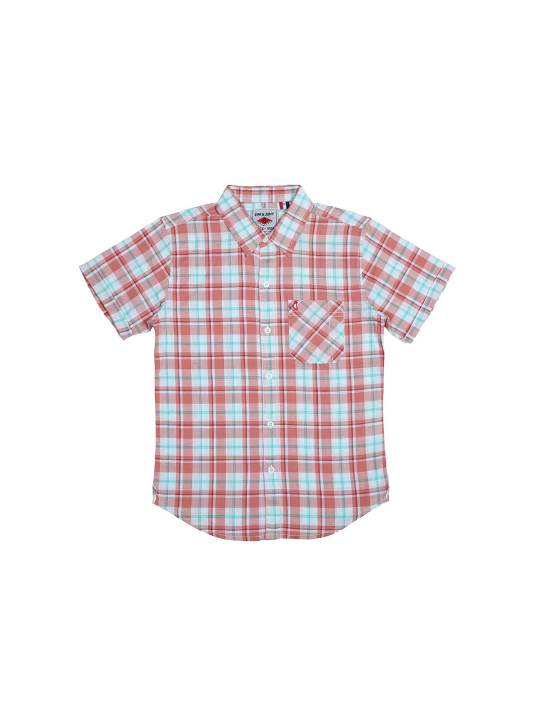 

Gini and Jony Boys Checks Cotton Casual Shirt, Red