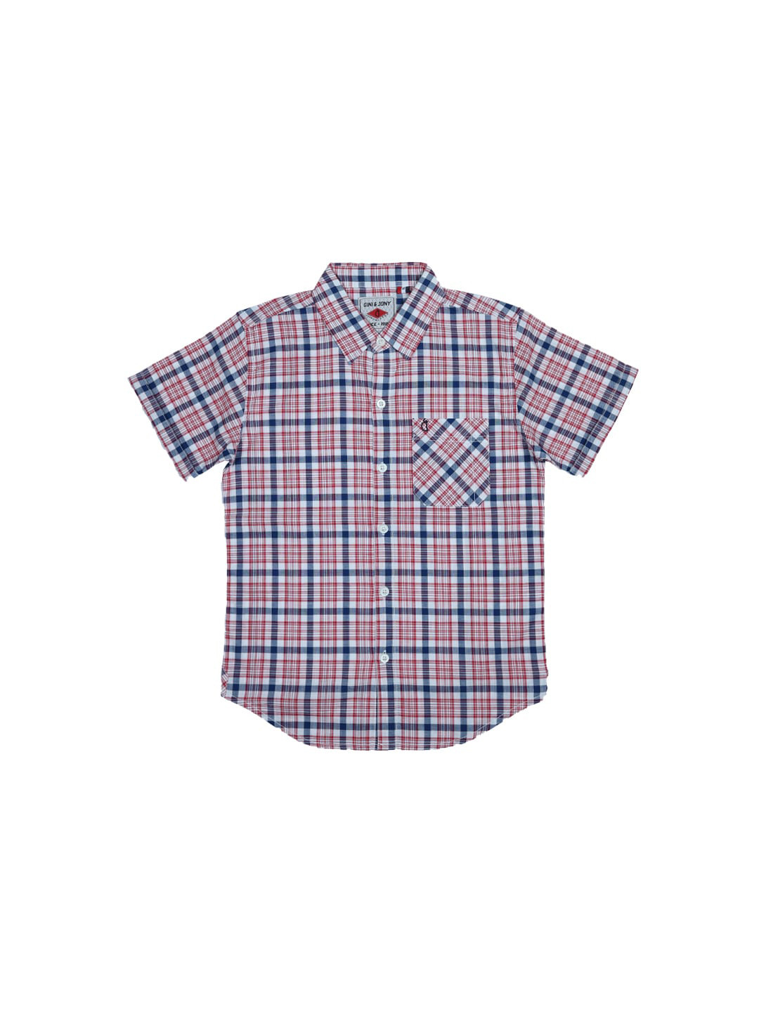 

Gini and Jony Boys Tartan Checked Cotton Casual Shirt, White