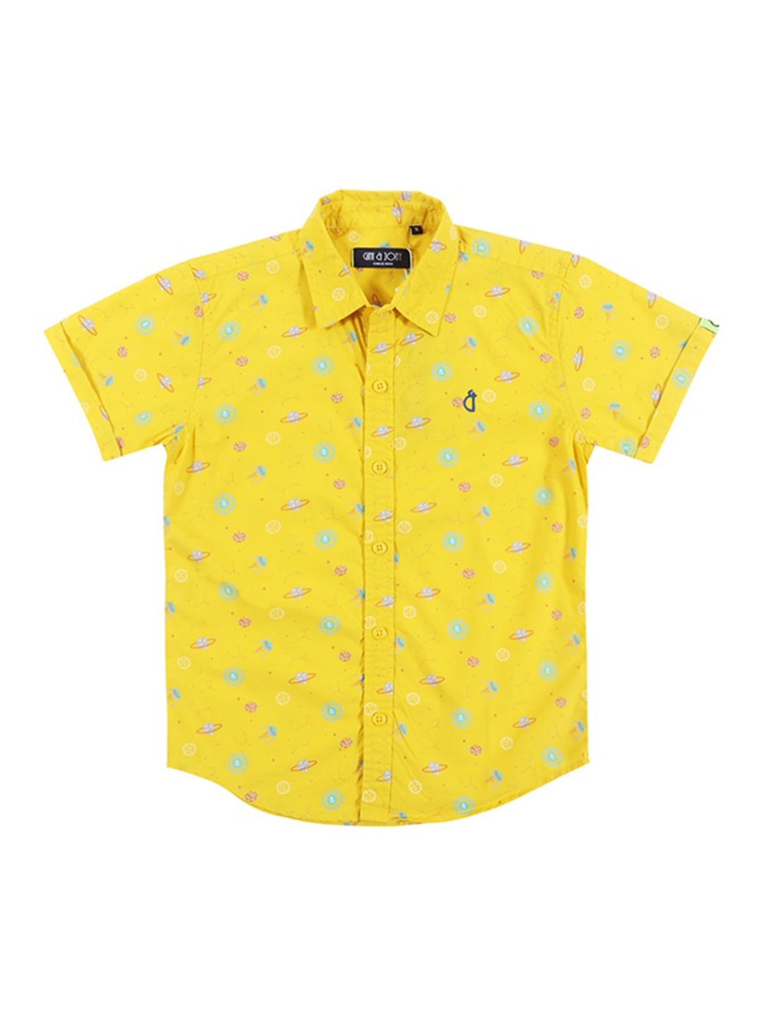 

Gini and Jony Boys Spread Collar Printed Cotton Casual Shirt, Yellow