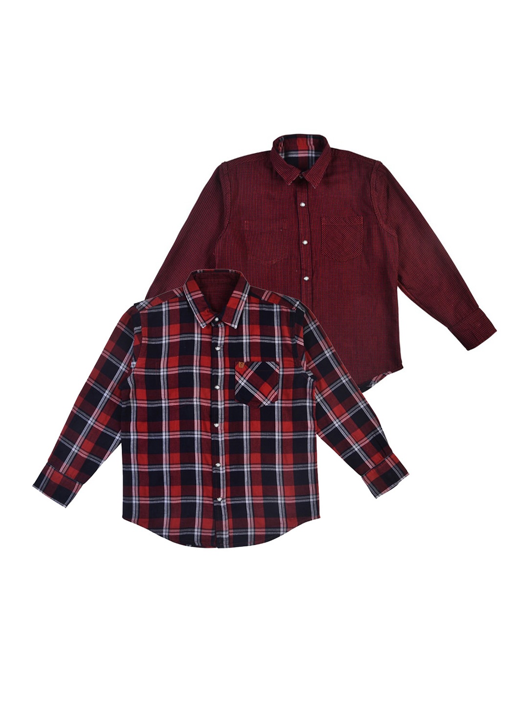 

Gini and Jony Infant Boys Pack Of 2 Checks Cotton Casual Shirt, Red