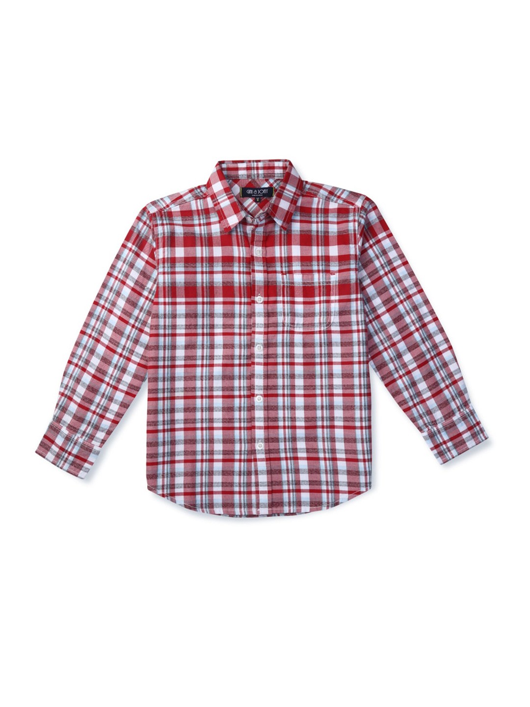 

Gini and Jony Boys Checks Cotton Casual Shirt, Red
