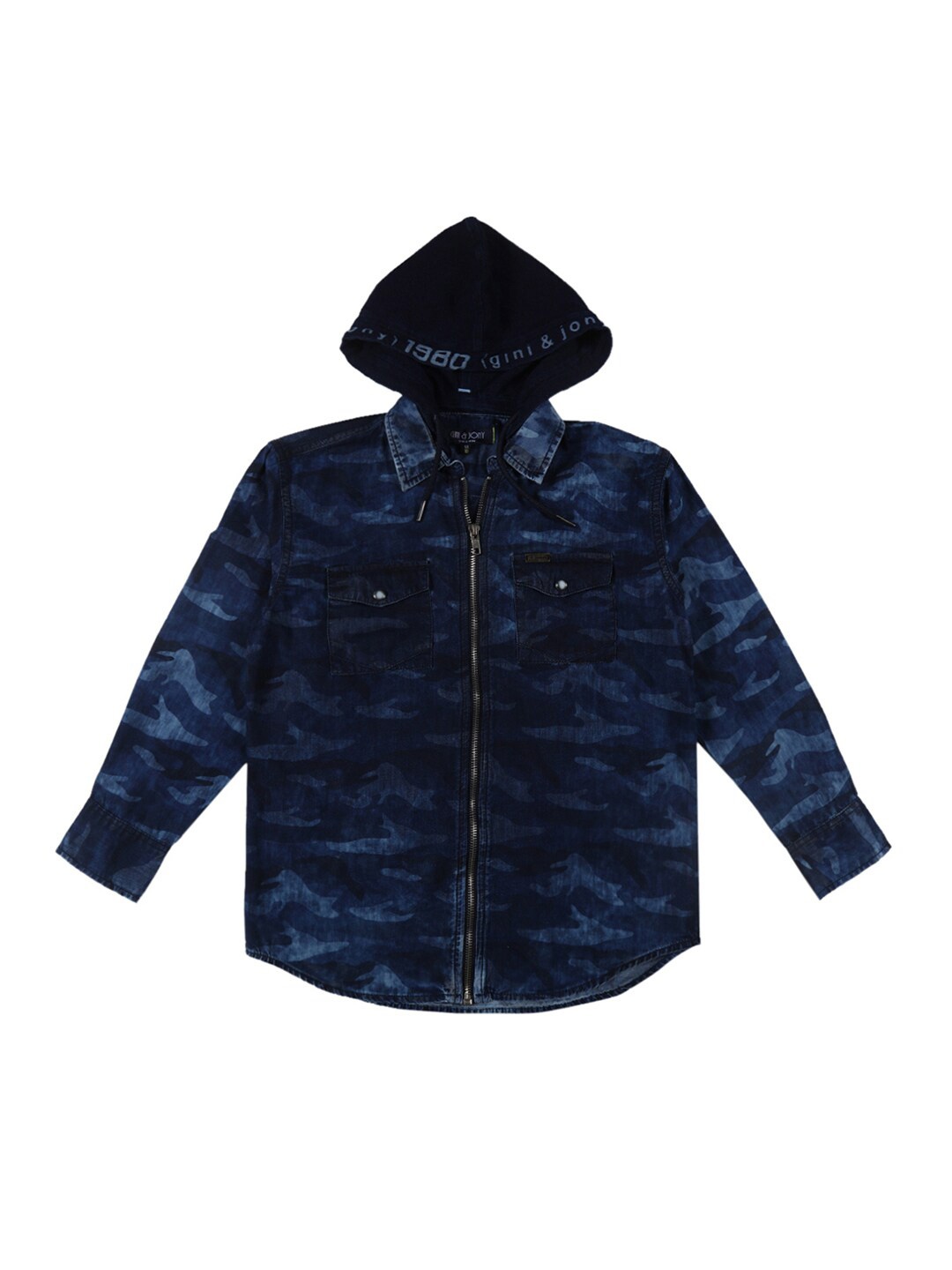 

Gini and Jony Infants Boys Faded Cotton Casual Shirt, Navy blue