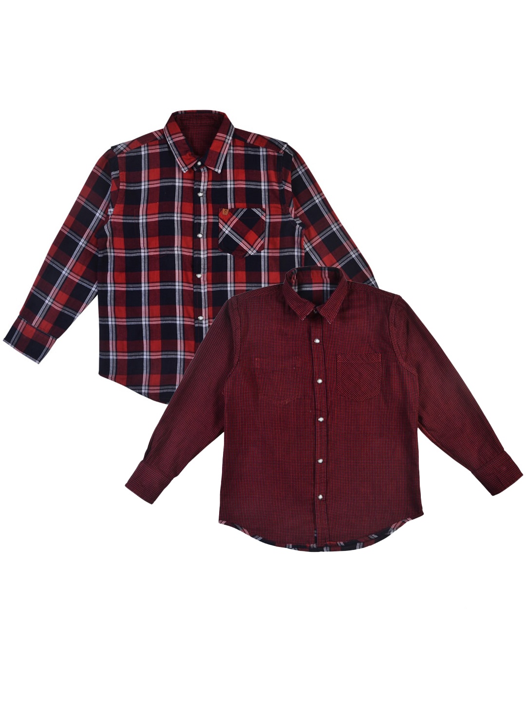 

Gini and Jony Boys Pack Of 2 Tartan Checked Cotton Casual Shirt, Red