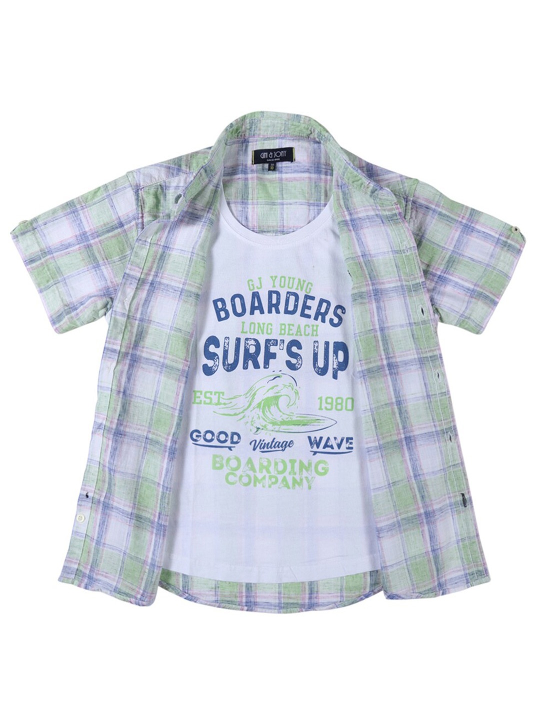 

Gini and Jony Boys Checked Casual Shirt, Sea green