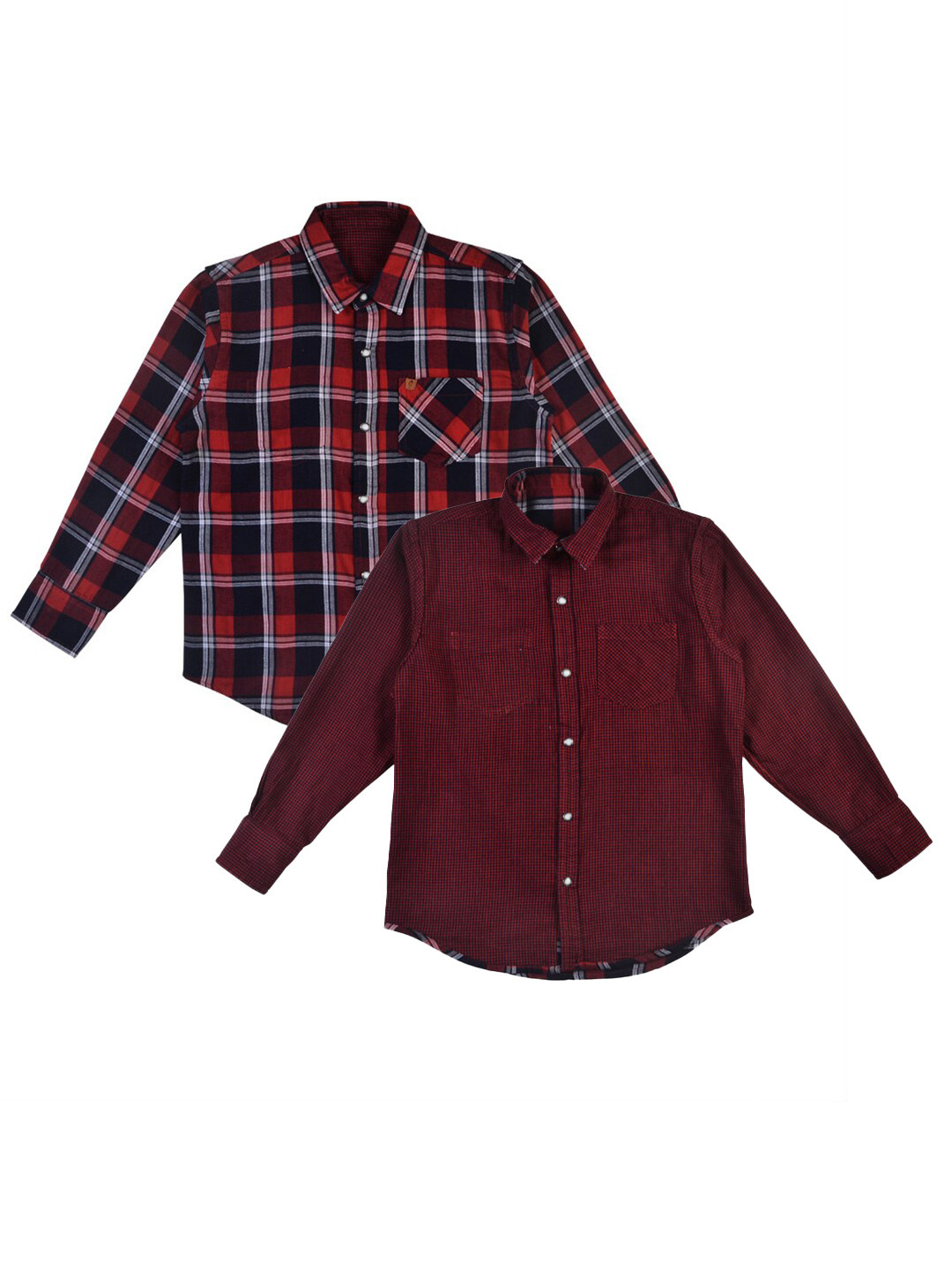 

Gini and Jony Boys Pack Of 2 Tartan Checked Cotton Casual Shirt, Red