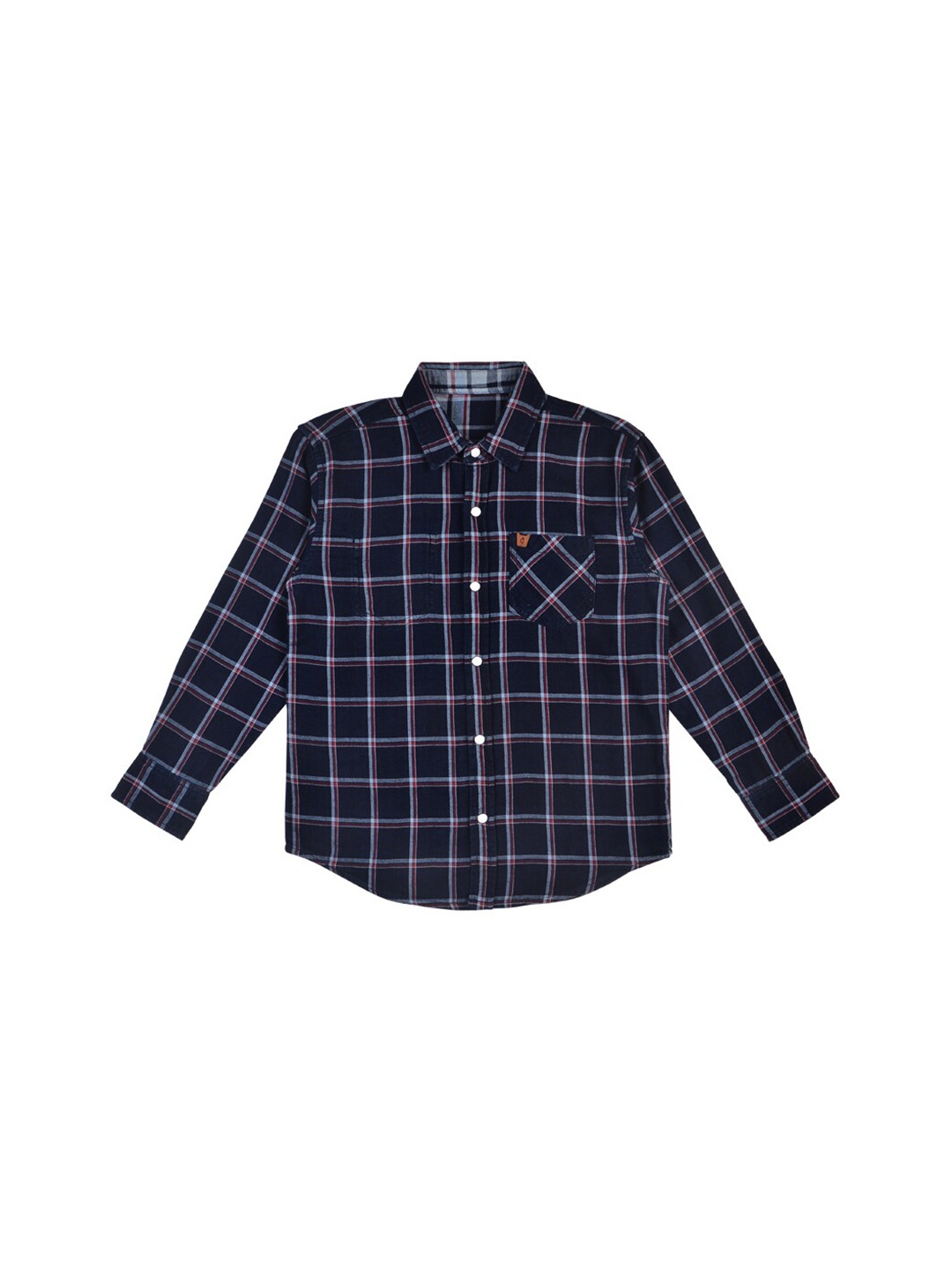 

Gini and Jony Infant Boys Windowpane Checks Cotton Casual Shirt, Navy blue