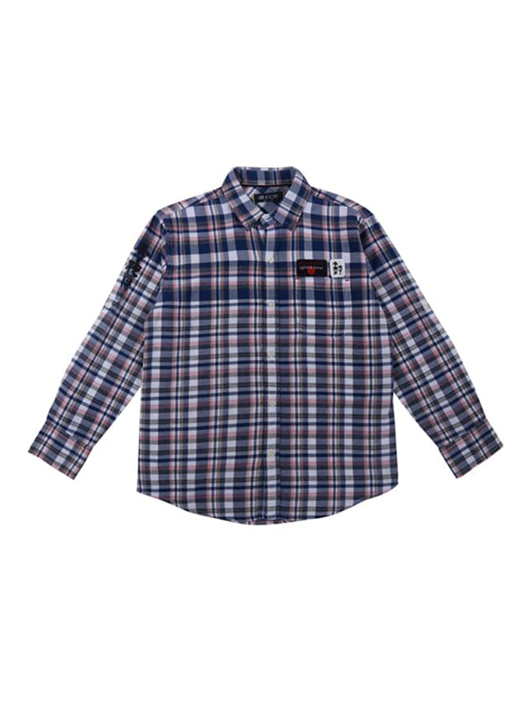 

Gini and Jony Boys Tartan Checked Cotton Casual Shirt, Navy blue