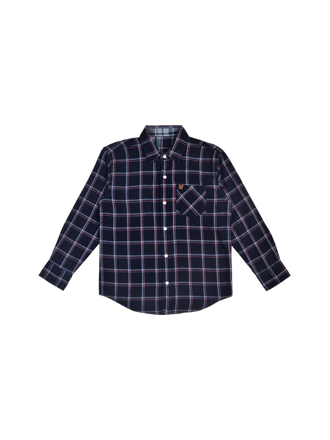 

Gini and Jony Boys Windowpane Checks Cotton Casual Shirt, Navy blue