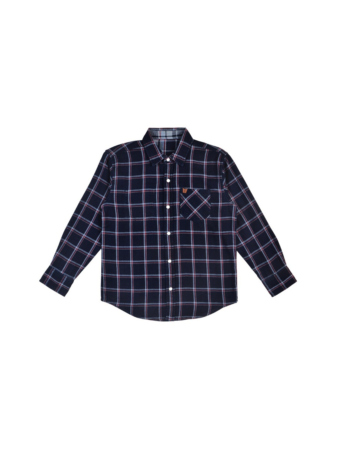 

Gini and Jony Boys Windowpane Checks Cotton Casual Shirt, Navy blue