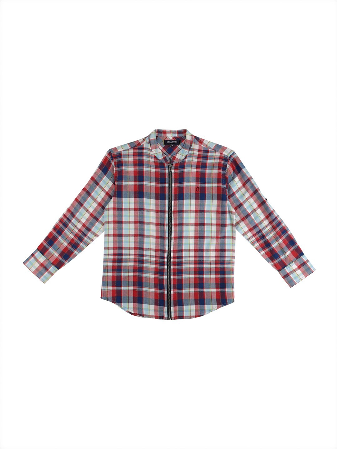 

Gini and Jony Boys Tartan Checks Cotton Casual Shirt, Blue