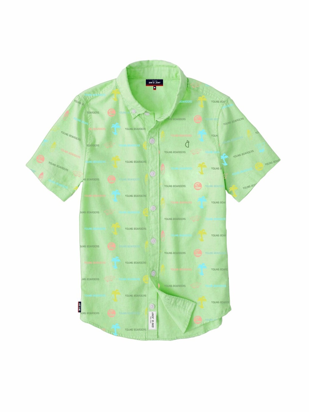 

Gini and Jony Boys Typography Printed Cotton Casual Shirt, Green