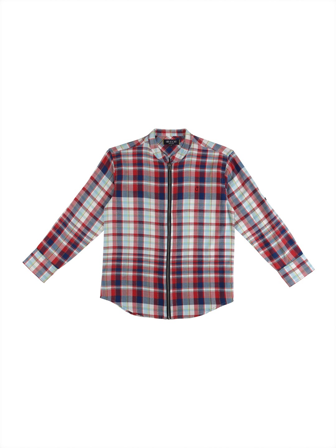 

Gini and Jony Boys Tartan Checks Cotton Casual Shirt, Blue