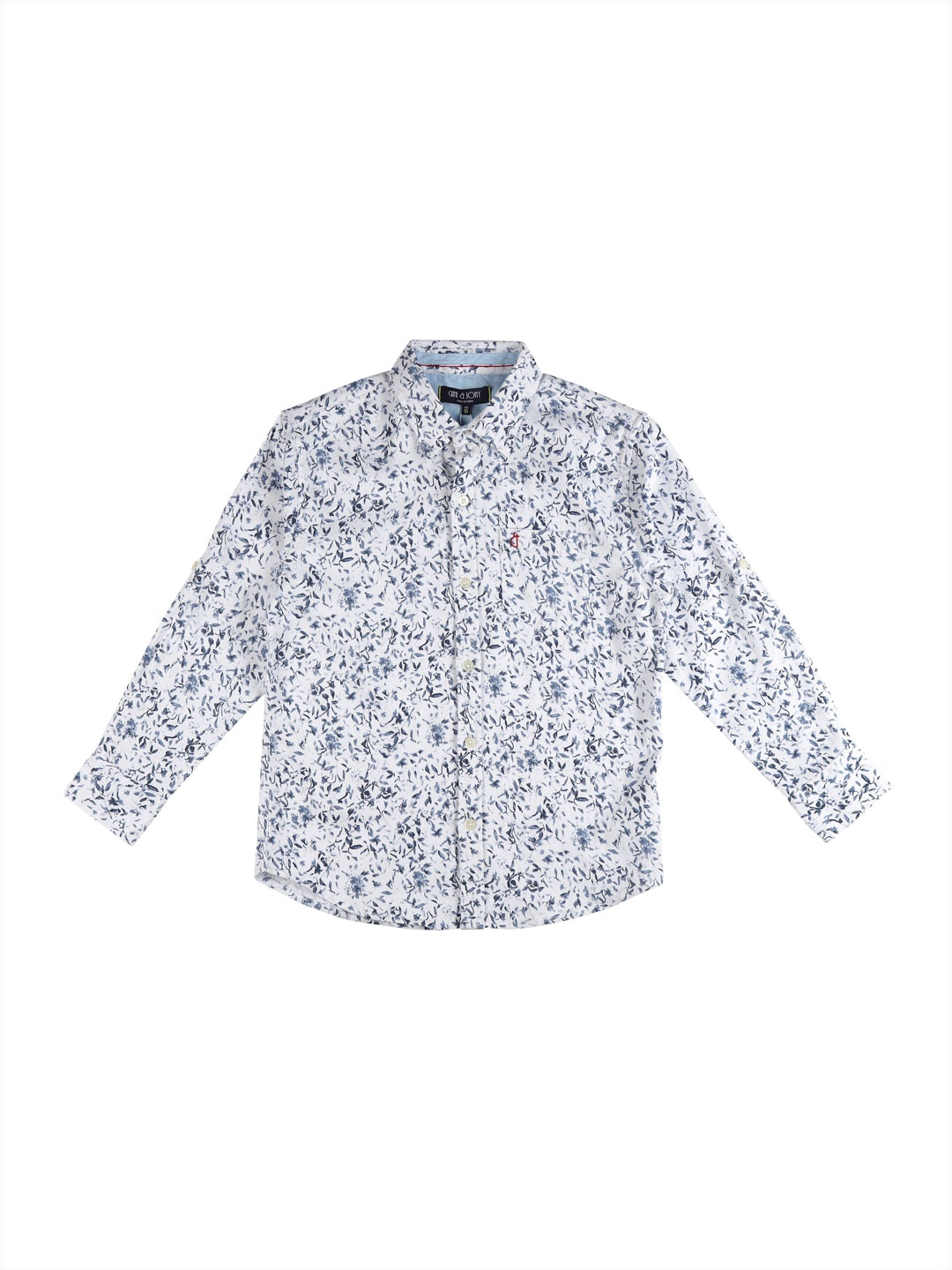 

Gini and Jony Boys Floral Printed Cotton Casual Shirt, Off white