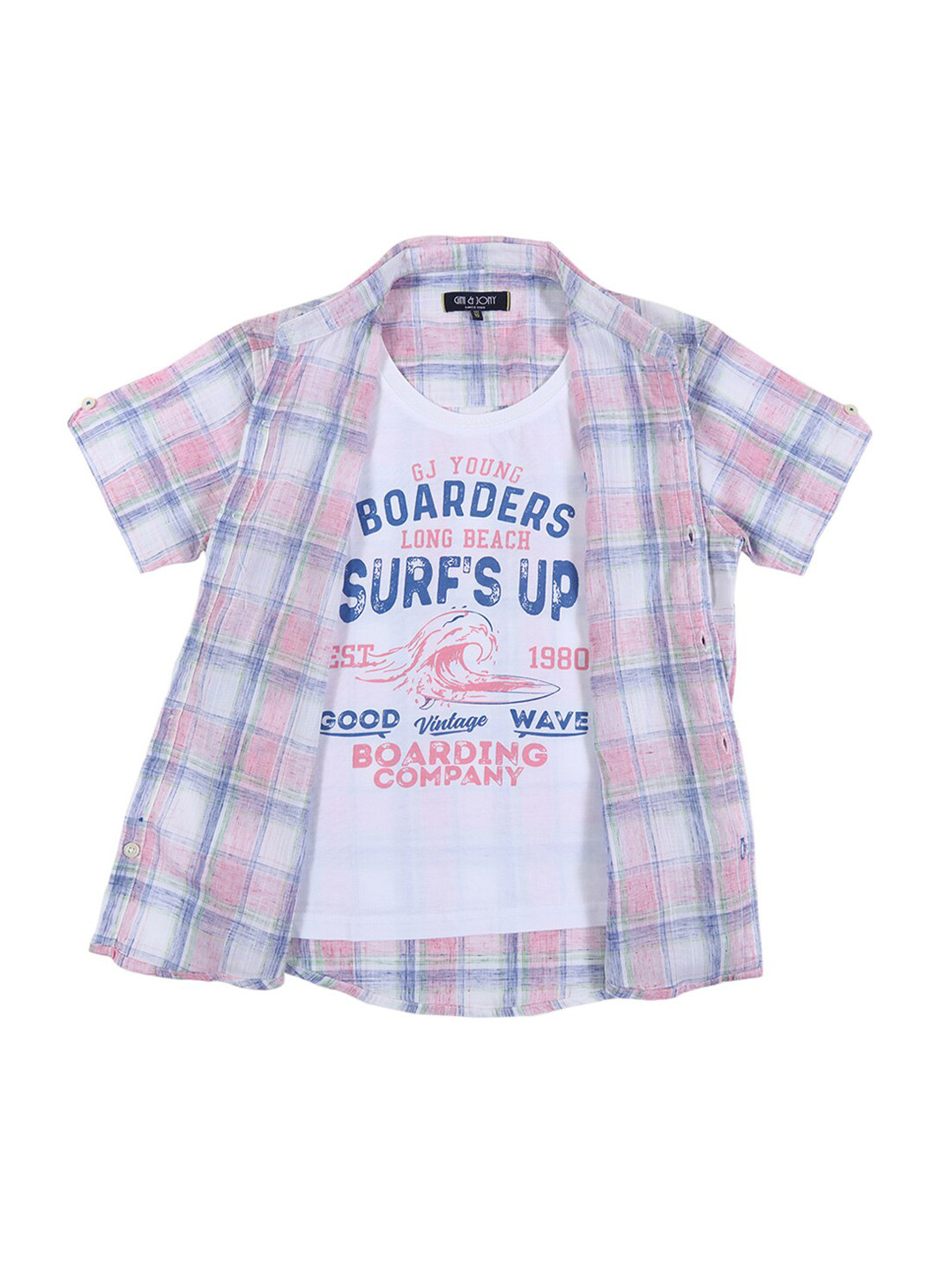 

Gini and Jony Boys Checked Casual Shirt, Pink