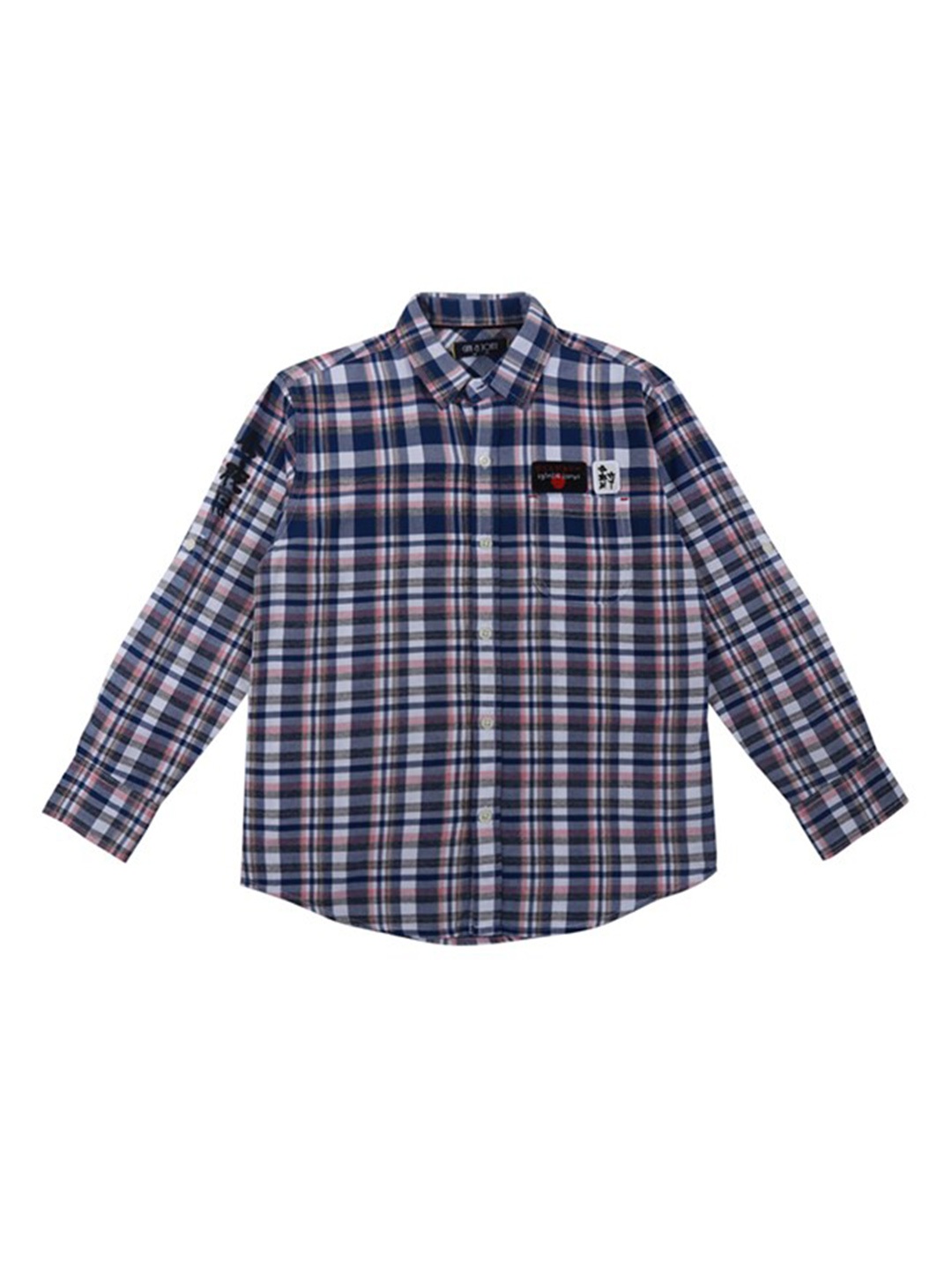 

Gini and Jony Boys Tartan Checked Cotton Casual Shirt, Navy blue