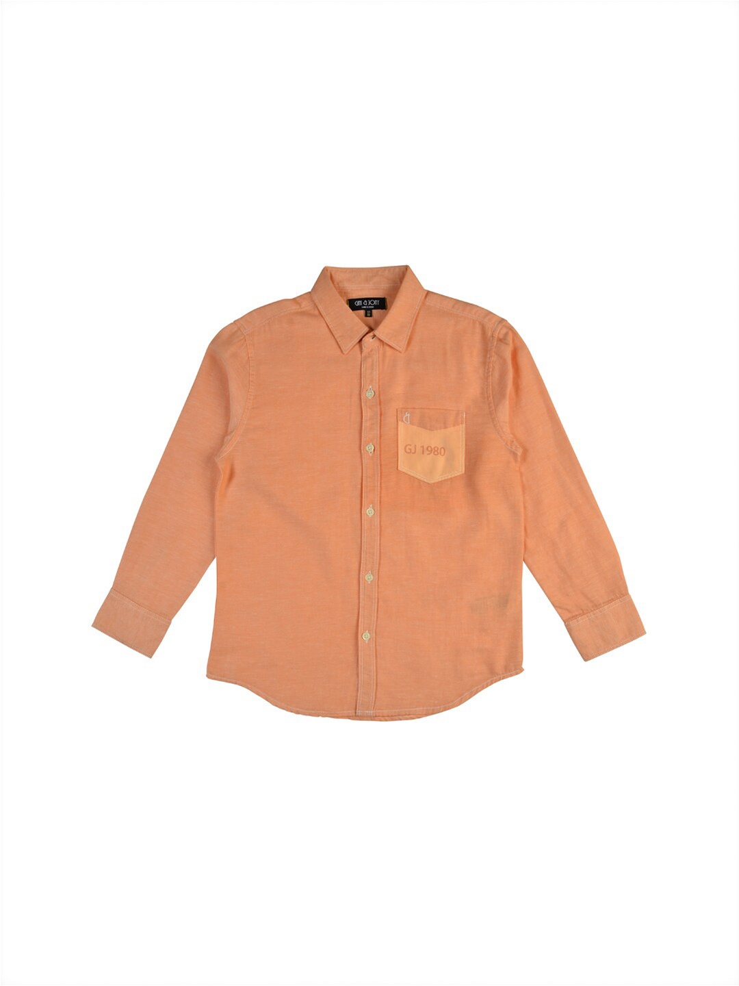 

Gini and Jony Infant Boys Spread Collar Cotton Casual Shirt, Peach