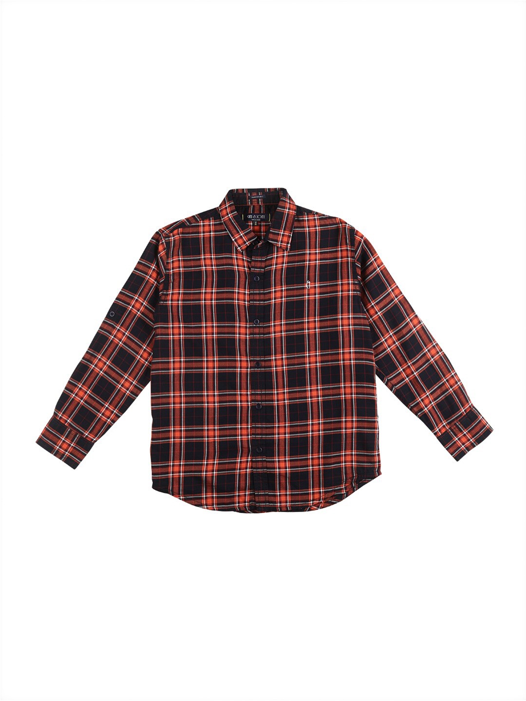 

Gini and Jony Boys Tartan Checks Cotton Casual Shirt, Black