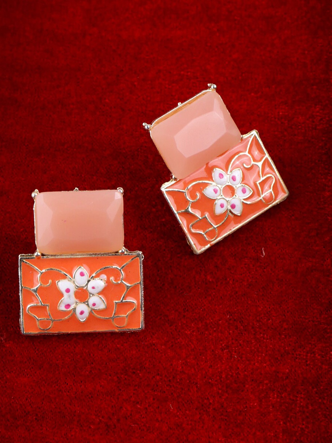 

VAGHBHATT Square Drop Earrings, Orange