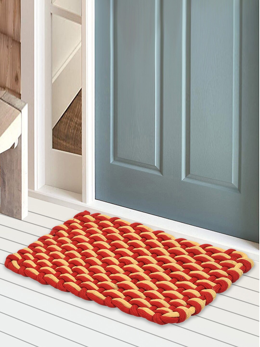 

Kuber Industries Red Anti-Skid Cotton Doormat