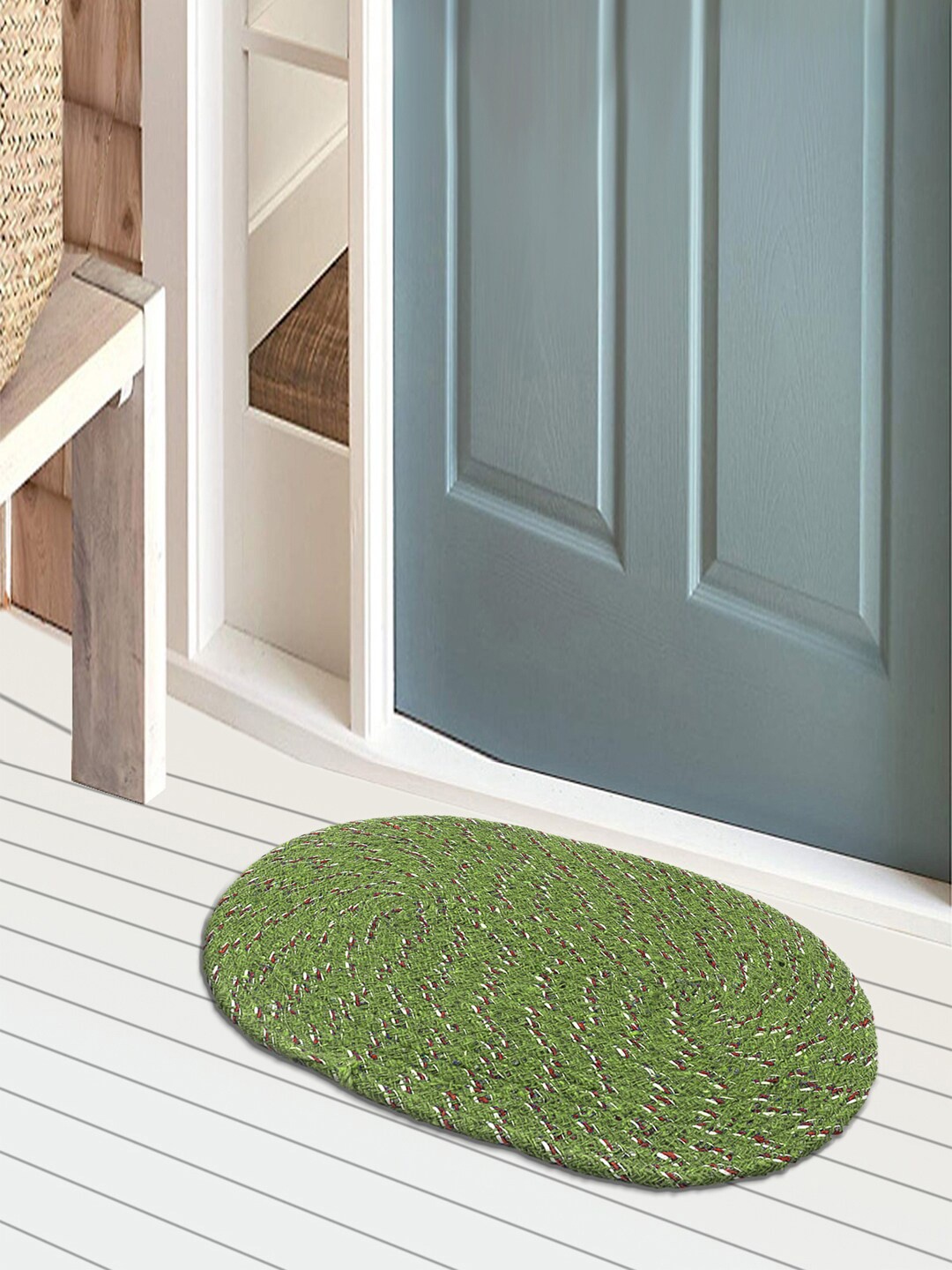 

Kuber Industries Green 3-Pcs Anti-Skid Cotton Doormat