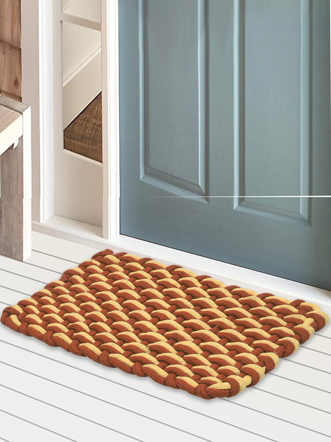 

Kuber Industries Brown Self-Designed Anti-Skid Cotton Doormat