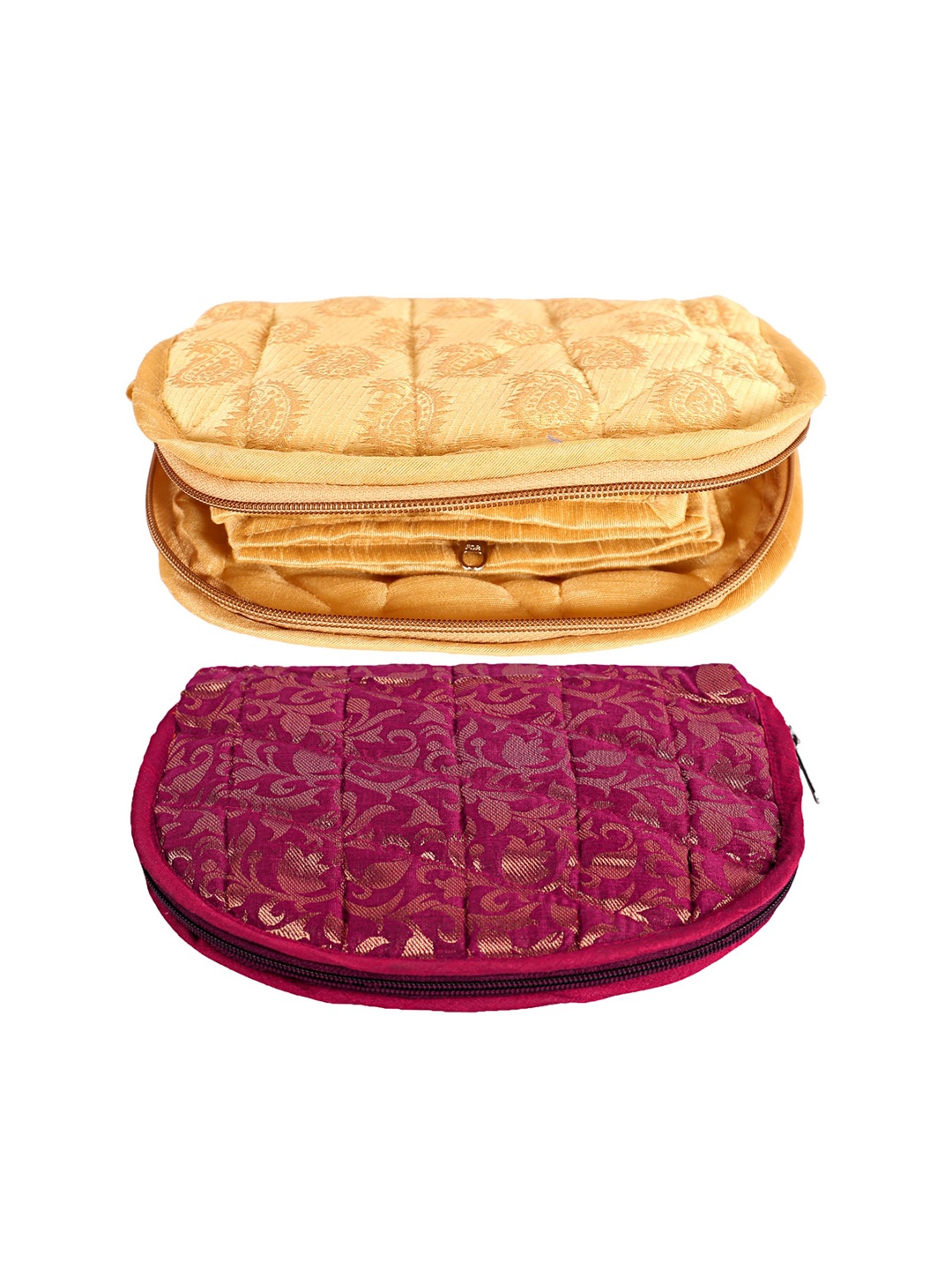 

Kuber Industries 2-Pcs Pink & Gold-Toned Self-Design Toiletry Organizers