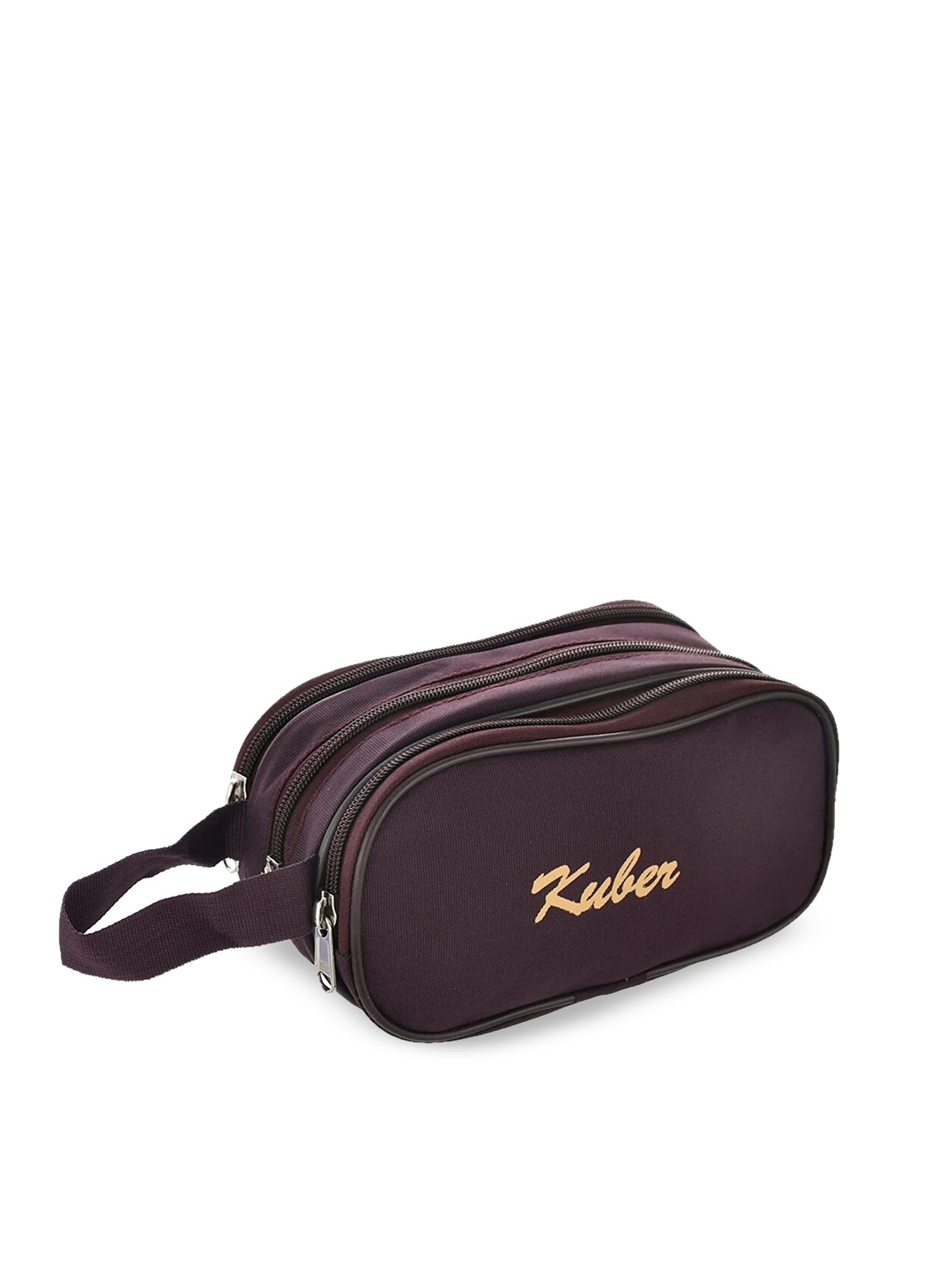 

Kuber Industries Wine Logo-Printed Detail Rexine Toiletry Organizer With Carrying Strap, Maroon