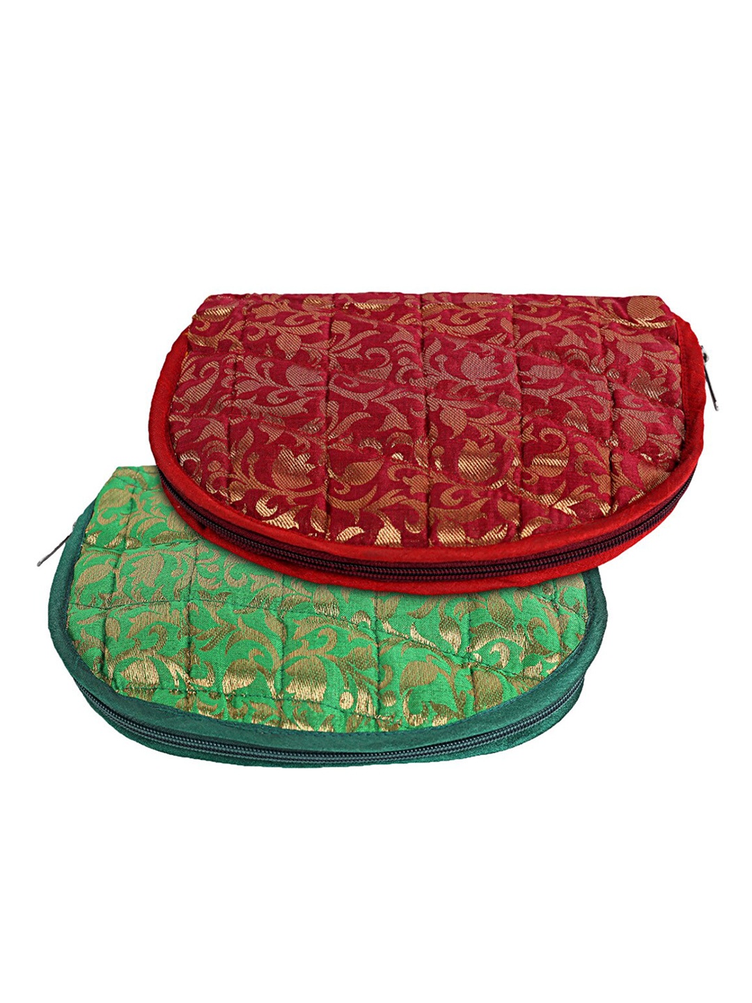 

Kuber Industries Red & Green 2 Pcs Woven Design Jewellery Organizer