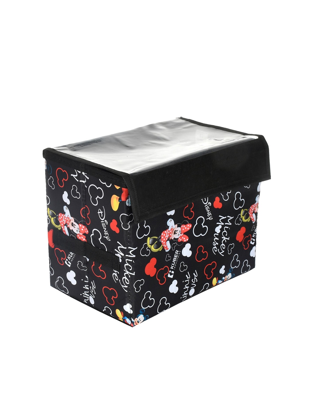 

Kuber Industries Black & Red Disney Minnie Printed Storage Organizer Box With Transparent Lid & Handle