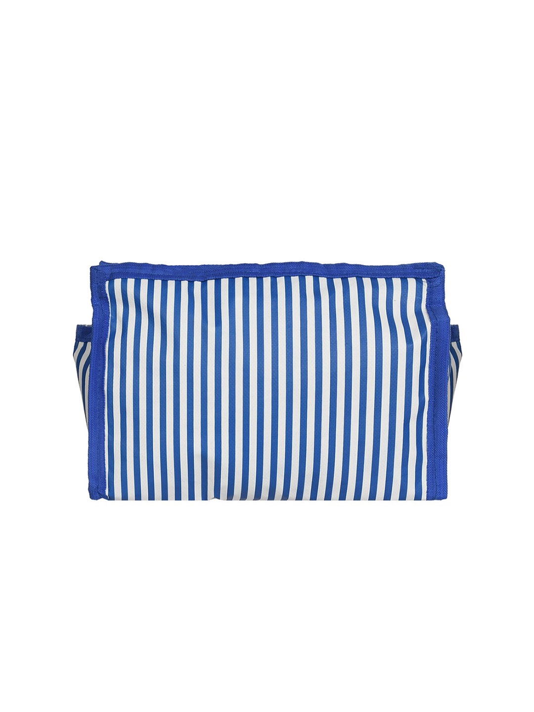 

Kuber Industries Blue & White Striped Toiletry Bag With 3 Main Zipper