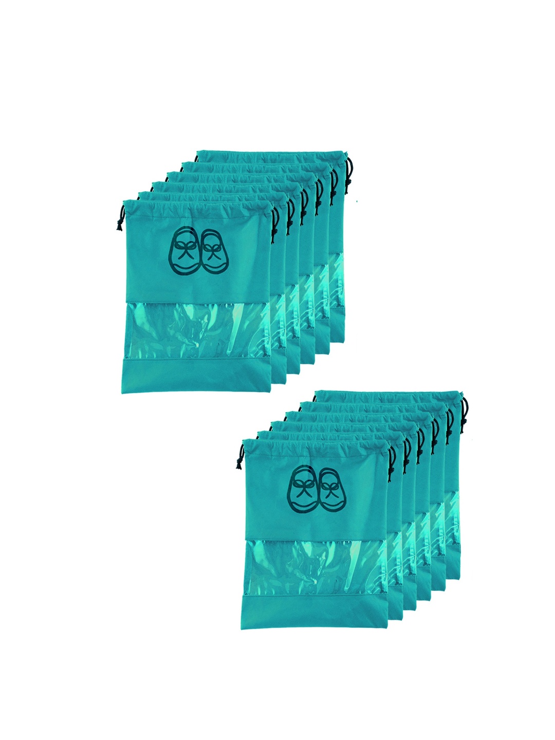

Kuber Industries Set of 12 Portable Drawstring Shoe Cover, Turquoise blue