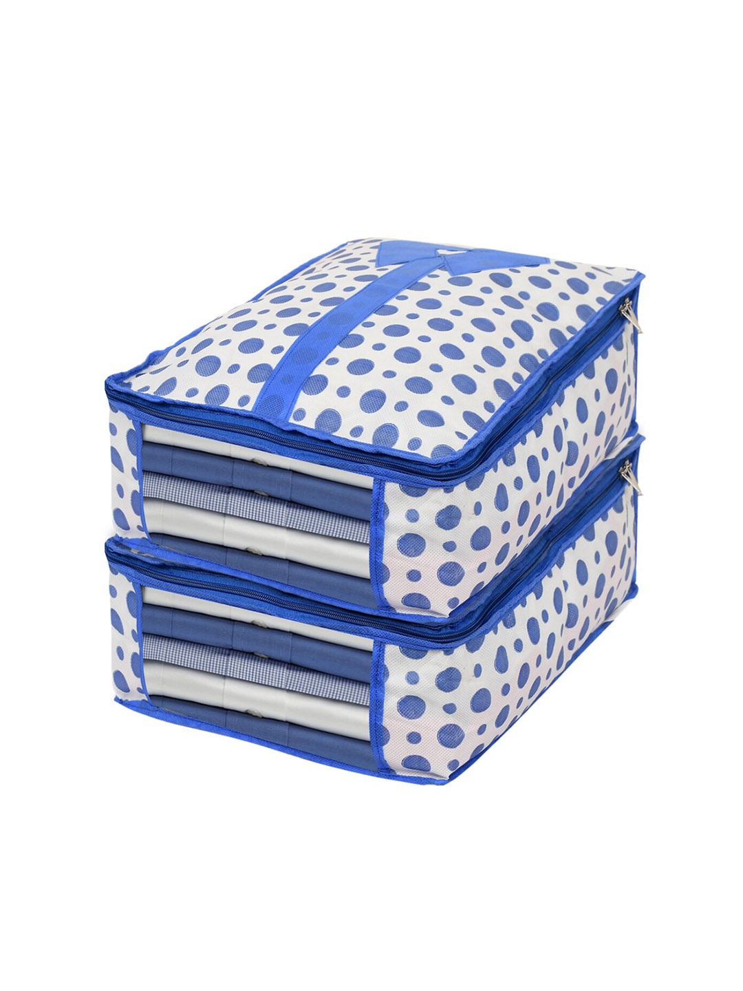 

Kuber Industries Blue & White 2 Pcs Printed Non-Woven Shirt Cover Organizers