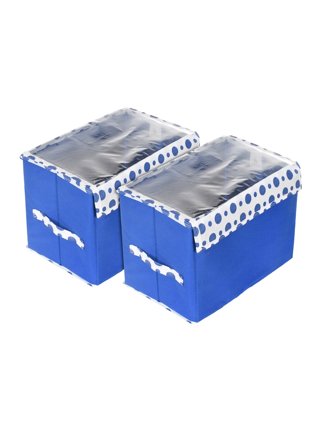 

Kuber Industries Blue & White 2 Pcs Printed Non-Woven Foldable Storage Organisers With Lid