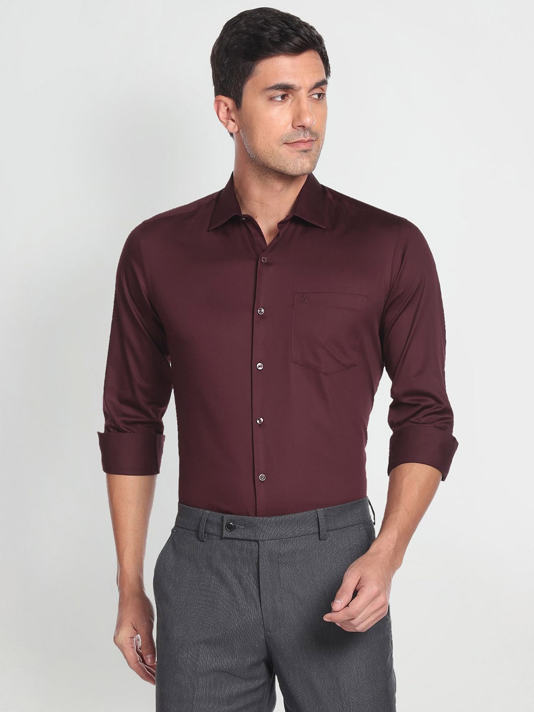 

Arrow Spread Collar Cotton Formal Shirt, Red