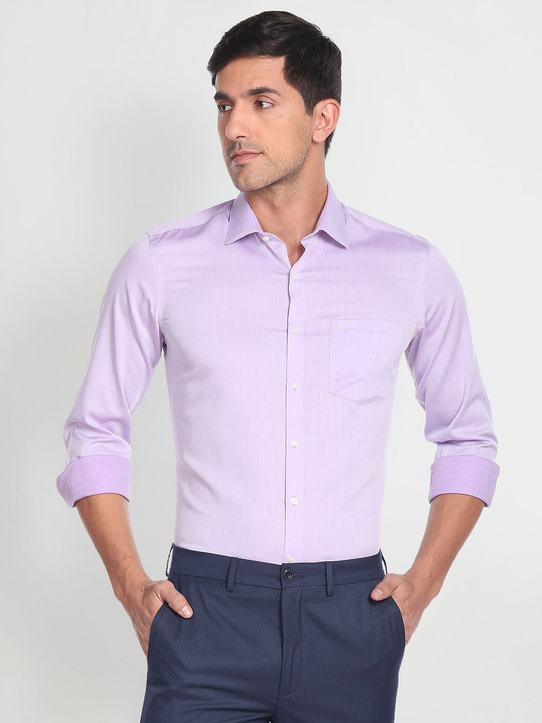 

Arrow Men Auto Press Twill Pure Cotton Formal Shirt, Purple