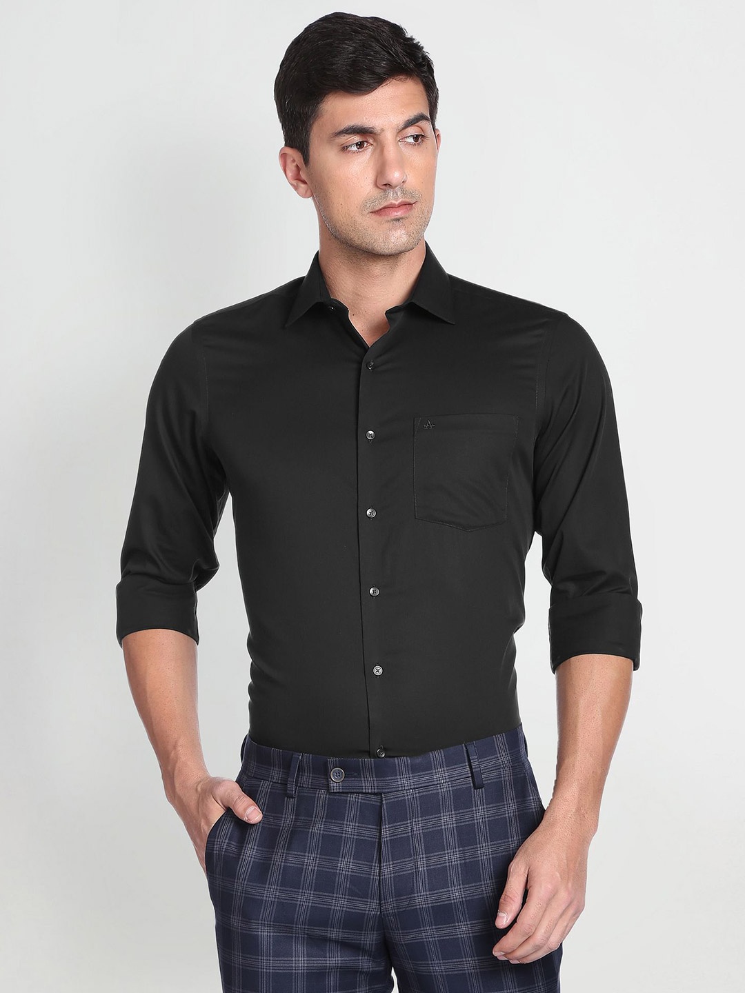 

Arrow Men Auto Press Twill Pure Cotton Formal Shirt, Black