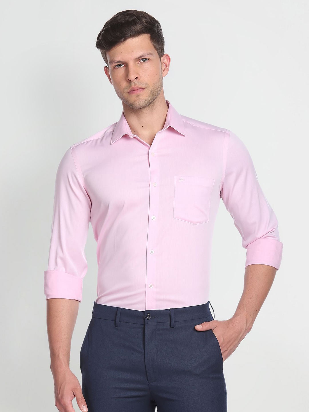 

Arrow Men Auto Press Twill Pure Cotton Formal Shirt, Pink