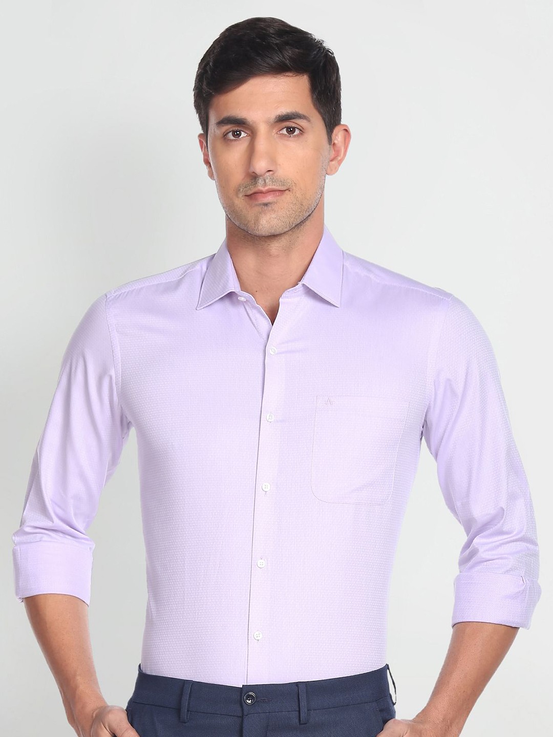 

Arrow Cutaway Collar Slim Fit Pure Cotton Formal Shirt, Purple