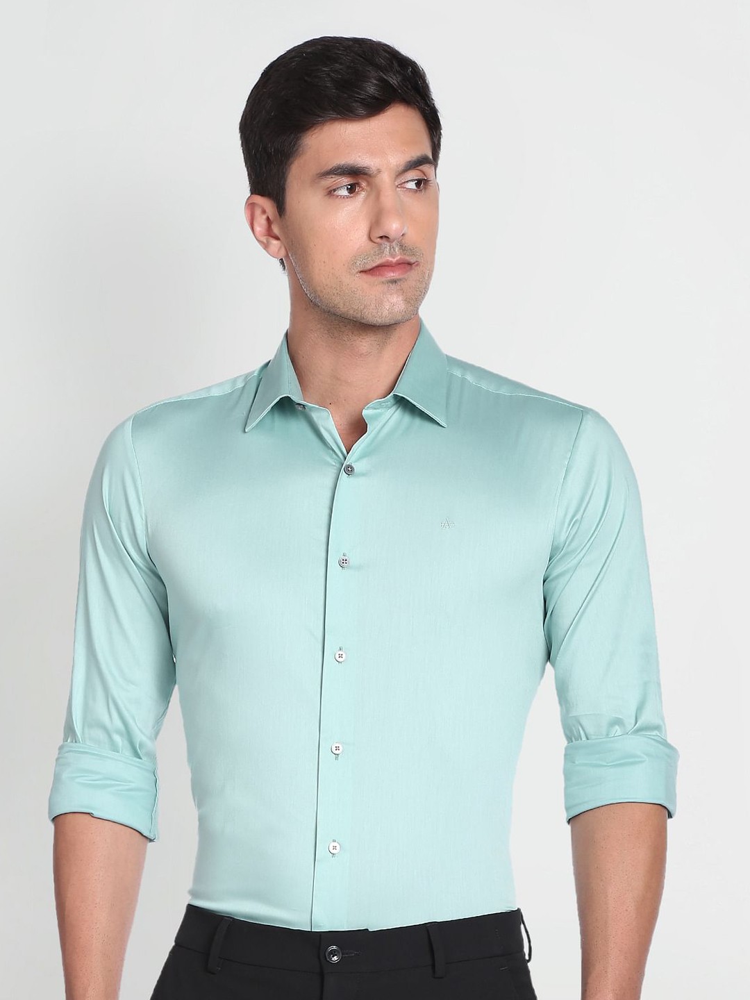 

Arrow New York Spread Collar Slim Fit Formal Cotton Shirt, Sea green