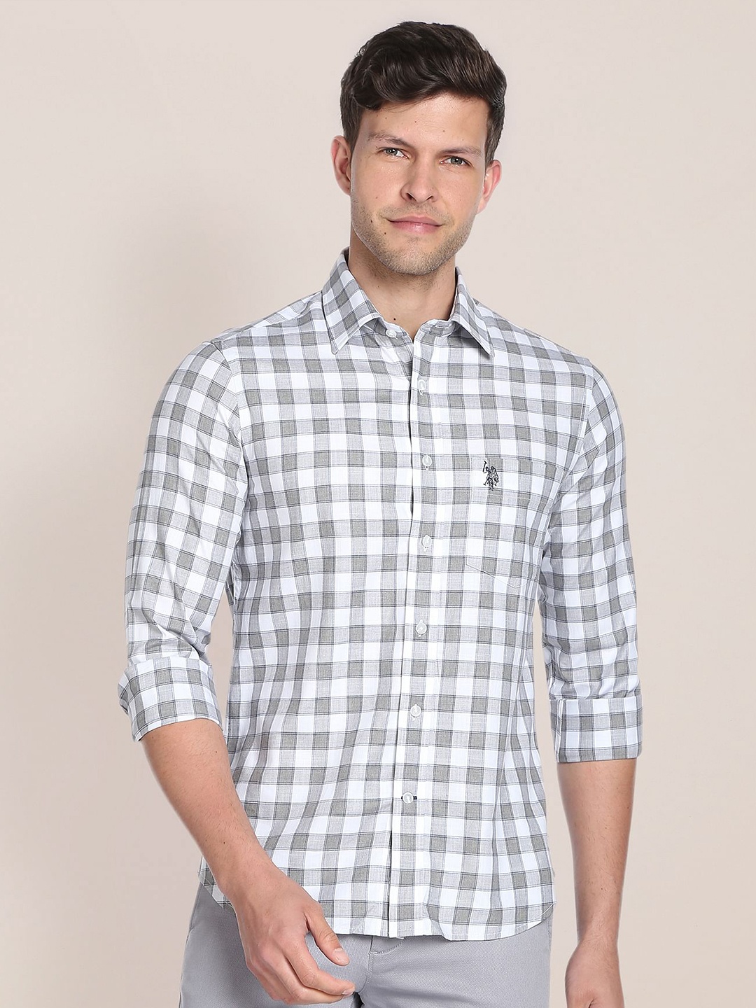 

U.S. Polo Assn. Gingham Checked Casual Shirt, Grey