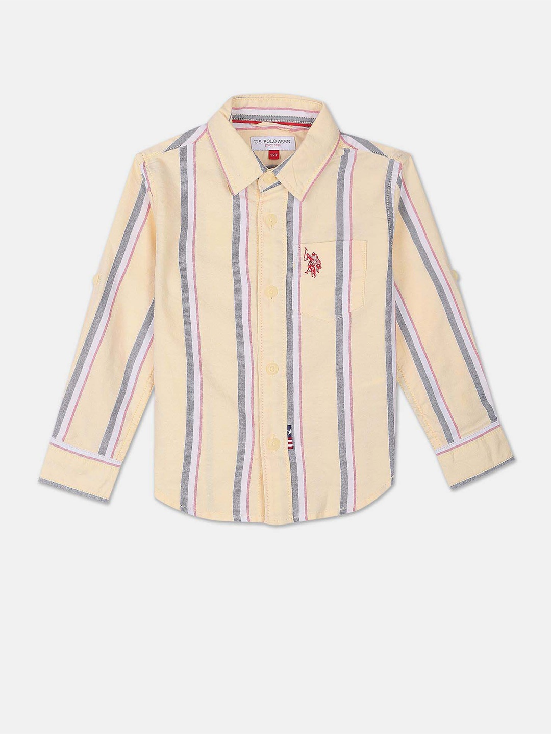 

U.S. Polo Assn. Kids Boys Striped Cotton Casual Shirt, Yellow
