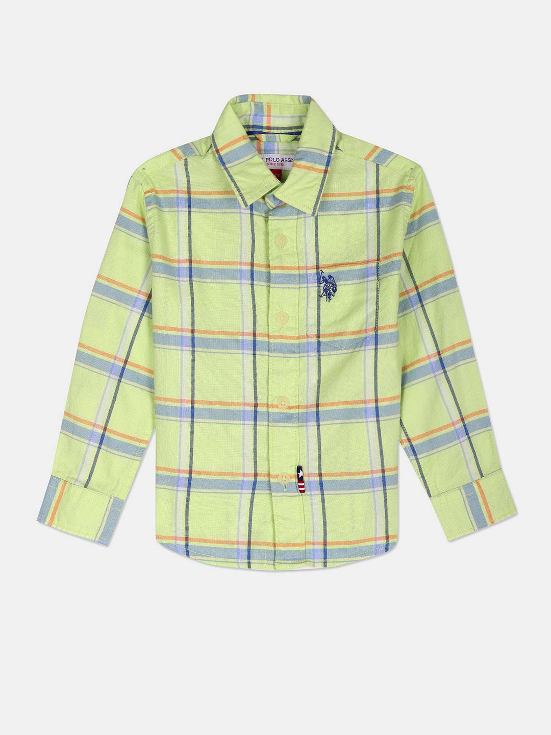 

U.S. Polo Assn. Kids Boys Tartan Checks Cotton Casual Shirt, Green