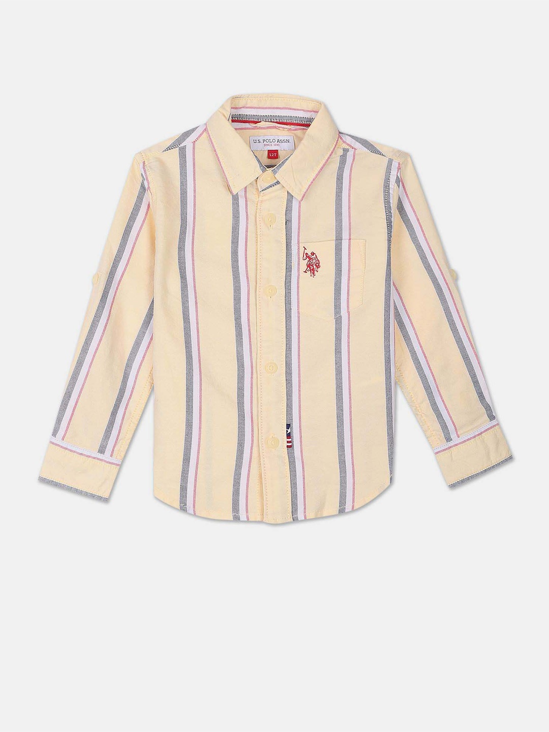 

U.S. Polo Assn. Kids Boys Vertical Stripes Pure Cotton Casual Shirt, Yellow