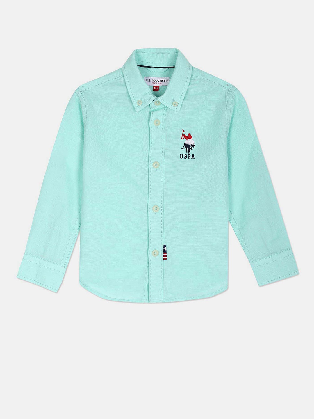 

U.S. Polo Assn. Kids Boys Button Down Collar Cotton Casual Shirt, Green