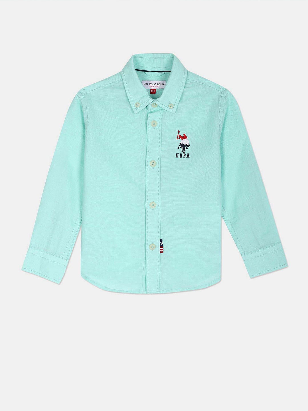 

U.S. Polo Assn. Kids Boys Button Down Collar Pure Cotton Casual Shirt, Green