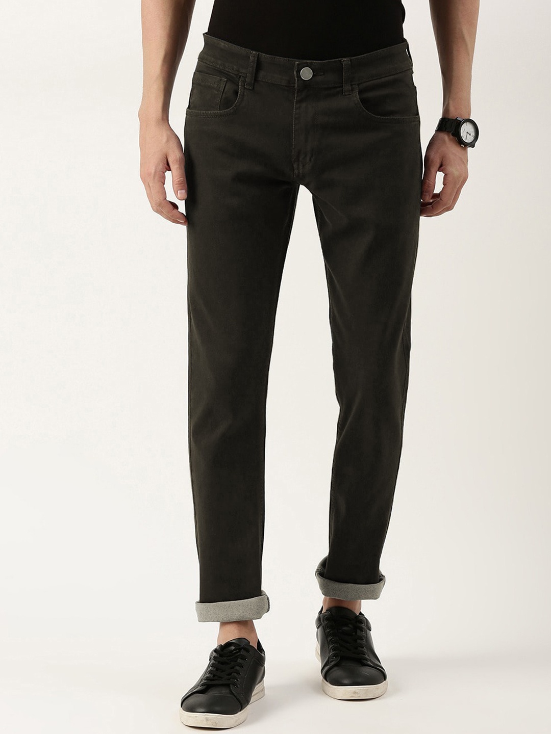 

IVOC Men Slim Fit Mid-Rise Stretchable Jeans, Brown