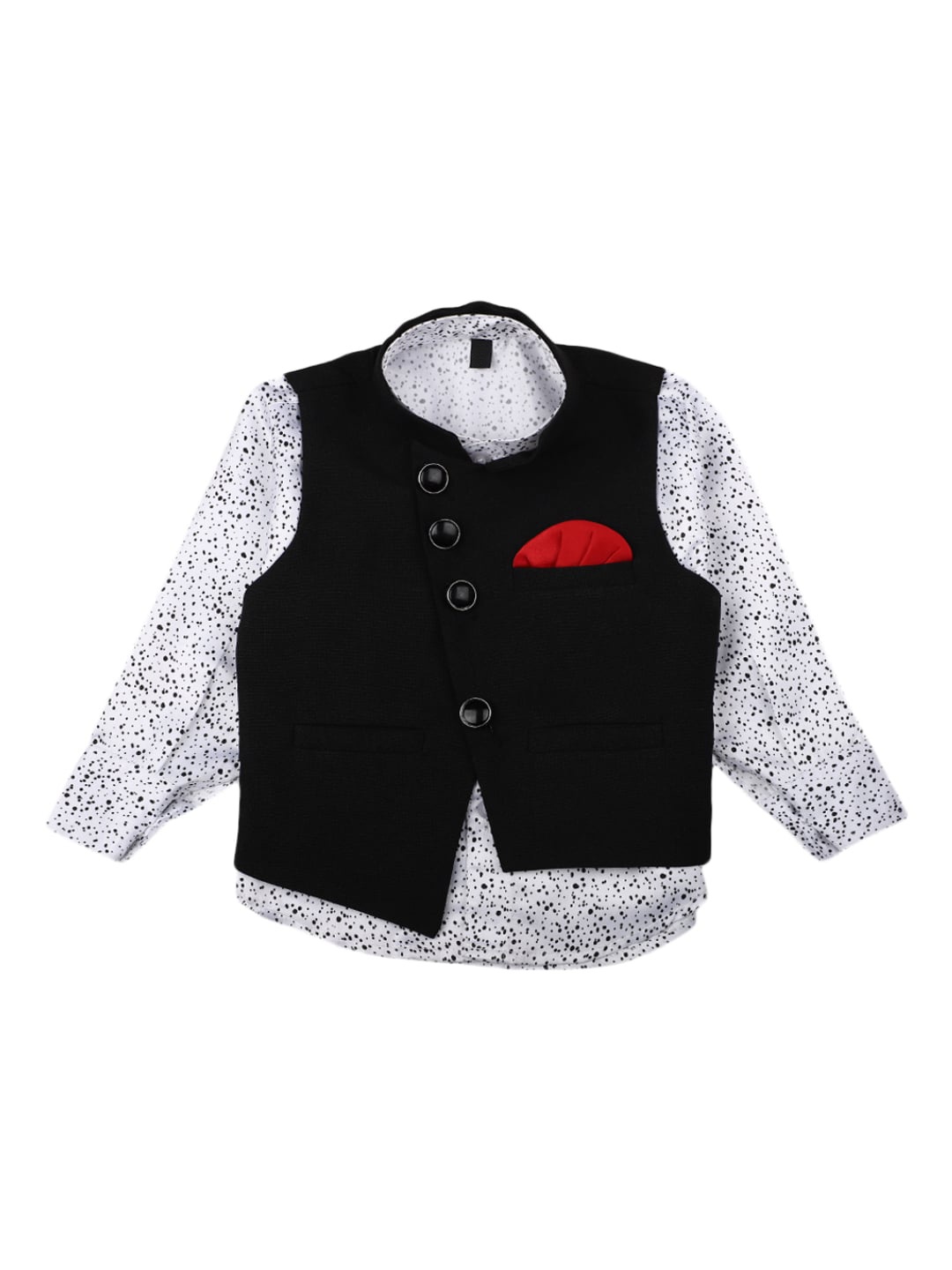 

V-Mart Boys Single Breasted Formal Shirt With Waistcoat, Black