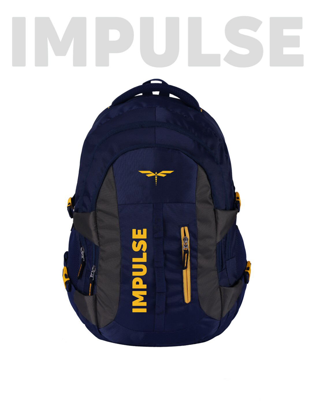 

WROGN Brand Logo Backpack with Compression Straps, Navy blue