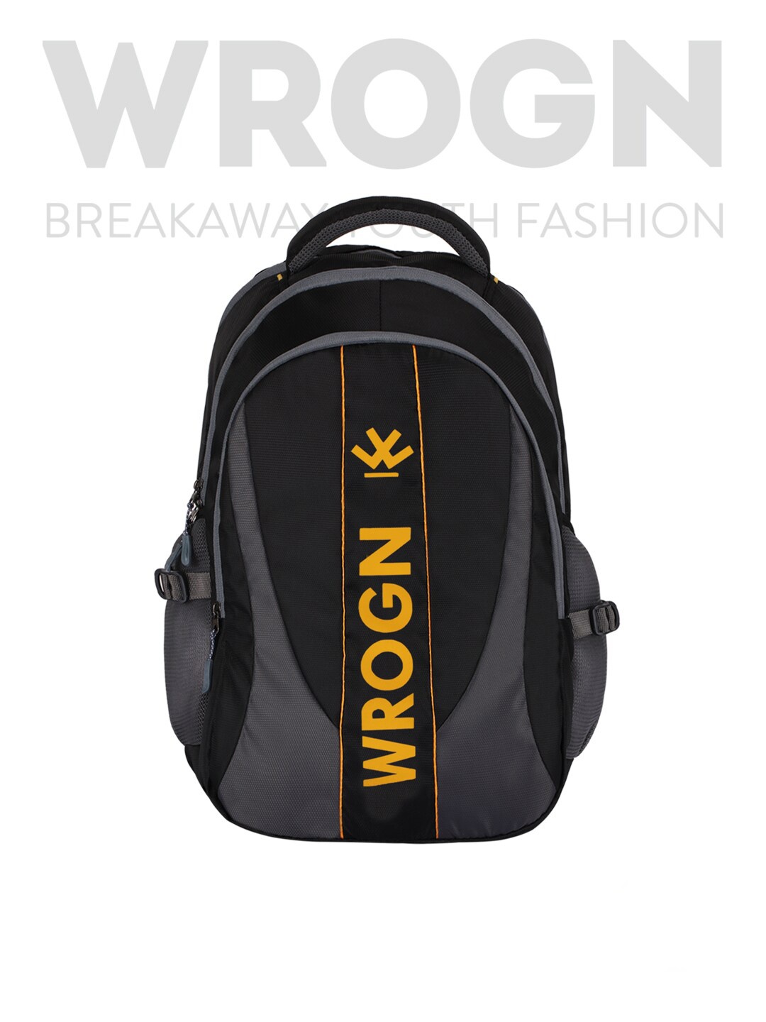 

WROGN Brand Logo Backpack with Compression Straps, Black